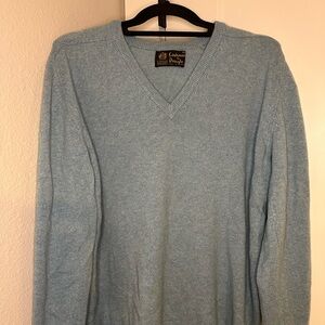 VINTAGE 100% Cashmere Men's Light Blue V-Neck Sweater